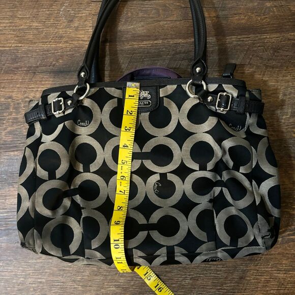 Coach Signature Canvas Black Gray Shoulder Tote Handbag M1220-22344 - Picture 10 of 10